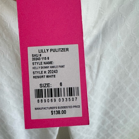Lilly Pulitzer NWT size 7 Kelly skinny ankle pant in Resort White. - Picture 5 of 5